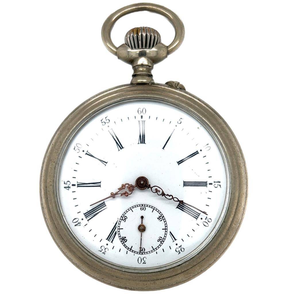 Gümüş Porselen Kadran Kurmalı Cep Saati – Usta İmzalı Arka Kapak | 48.5 mm (#2.18) SAA298 - 2