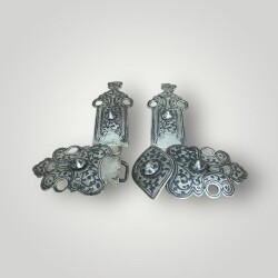 Antika Çerkez İşi Savatlı Altın Vermeyli Damgalı Gümüş Kemer Tokası – Koleksiyonluk AOB5145 - 3