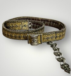 Gümüş Savatlı Altın Vermiyeli Damgalı Antika Çerkez Kemeri AOB5090 - Gökçekoleksiyon