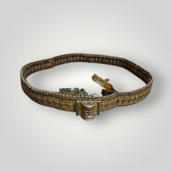 Gümüş Savatlı Altın Vermiyeli Damgalı Antika Çerkez Kemeri AOB5090 - 2