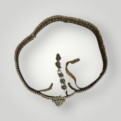 Gümüş Savatlı Altın Vermiyeli Damgalı Antika Çerkez Kemeri AOB5090 - 3