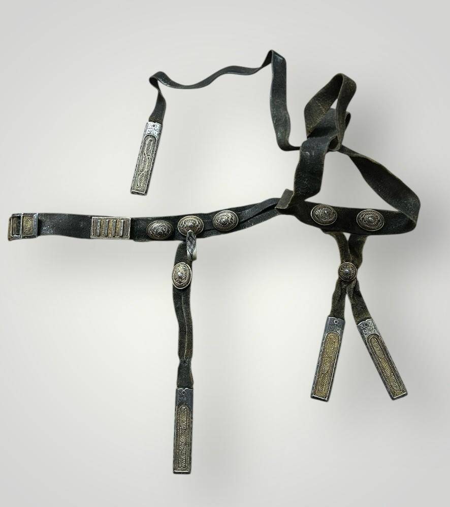 Gümüş Savatlı Damgalı Antika Çerkez Kemeri AOB5088 - 1