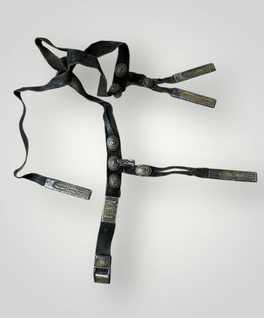 Gümüş Savatlı Damgalı Antika Çerkez Kemeri AOB5088 - 3