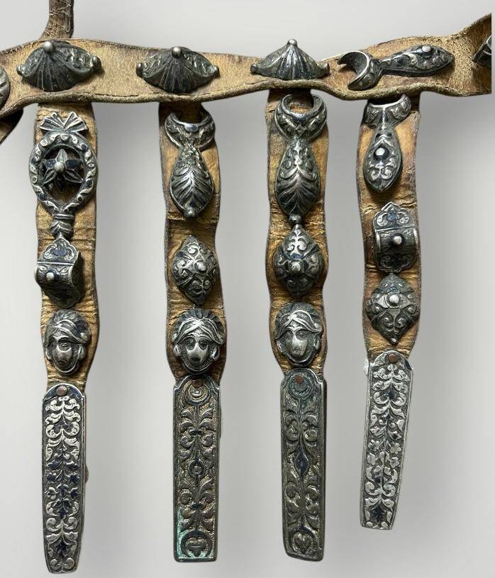 Gümüş Savatlı Damgalı Antika Çerkez Kemeri AOB5089 - 3