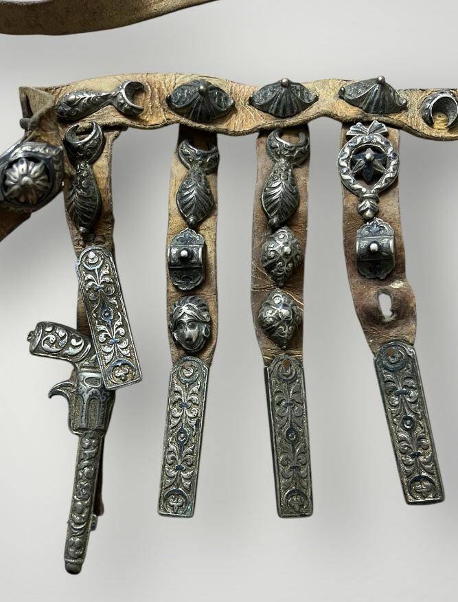 Gümüş Savatlı Damgalı Antika Çerkez Kemeri AOB5089 - 4