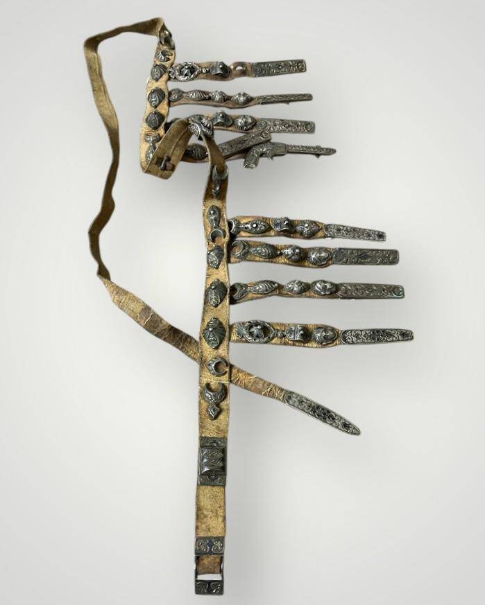 Gümüş Savatlı Damgalı Antika Çerkez Kemeri AOB5089 - 5