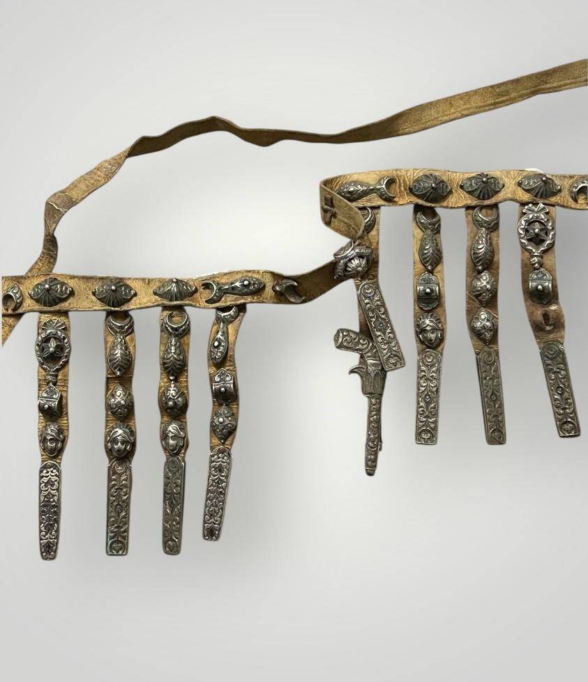 Gümüş Savatlı Damgalı Antika Çerkez Kemeri AOB5089 - 1