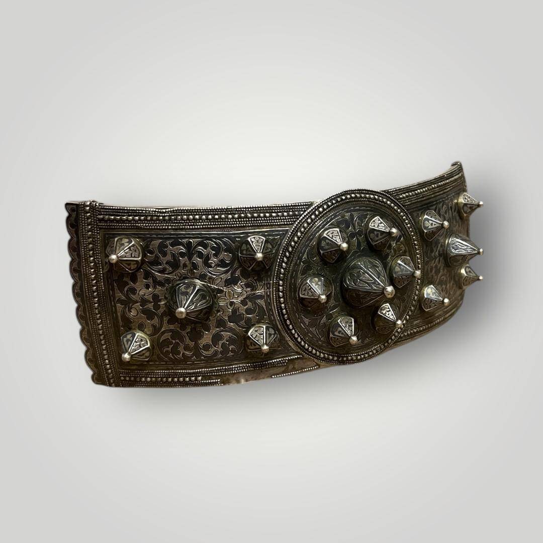 Antika Çerkez İşi Savatlı Damgalı Gümüş Kemer Tokası – Yüksek Gramaj Koleksiyonluk AOB5146 - 2