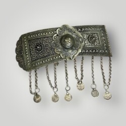 Antika Çerkez İşi Savatlı Damgalı Gümüş Kemer Tokası – Yüksek Gramaj Koleksiyonluk AOB5147 - Gökçekoleksiyon