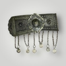 Antika Çerkez İşi Savatlı Damgalı Gümüş Kemer Tokası – Yüksek Gramaj Koleksiyonluk AOB5147 - 6