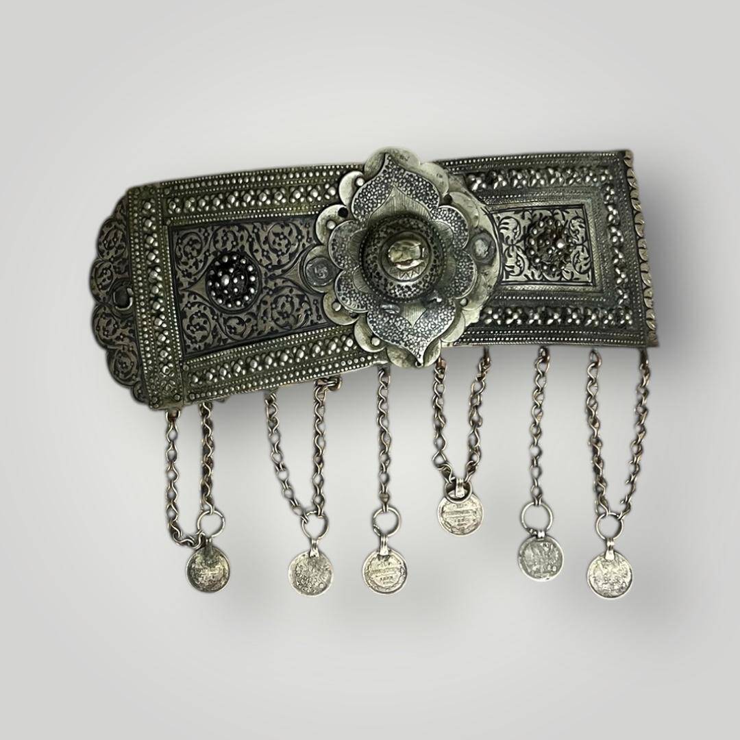 Antika Çerkez İşi Savatlı Damgalı Gümüş Kemer Tokası – Yüksek Gramaj Koleksiyonluk AOB5147 - 6