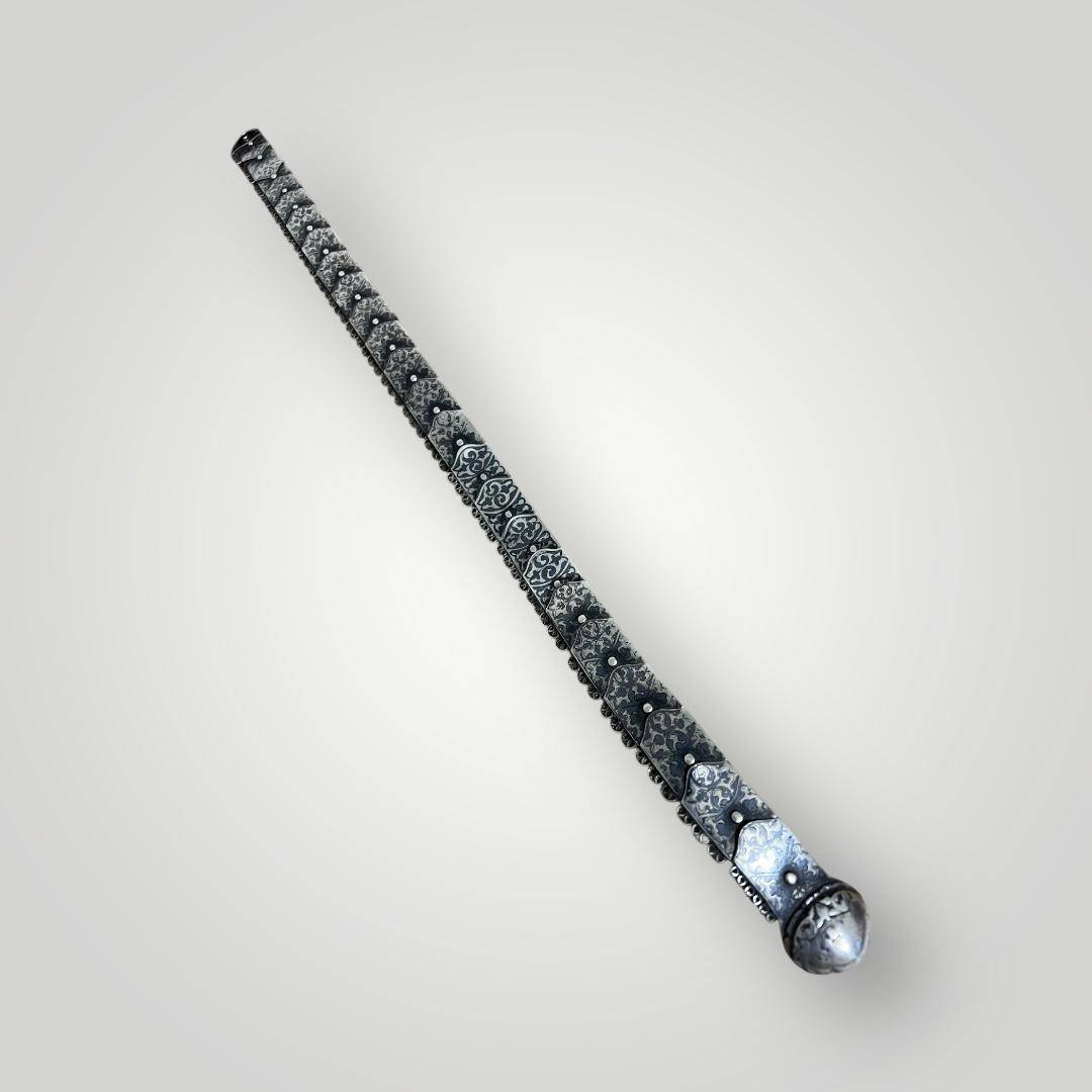 Gümüş Savatlı Damgalı Antika Çerkez Kemeri AOB5149 - 4