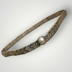 Gümüş Savatlı Damgalı Antika Çerkez Kemeri AOB5149 - Gökçekoleksiyon