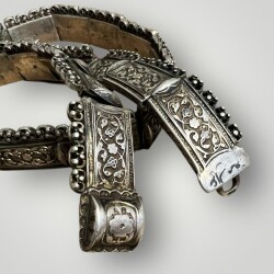 Gümüş Savatlı Damgalı Antika Çerkez Kemeri AOB5148 - 4