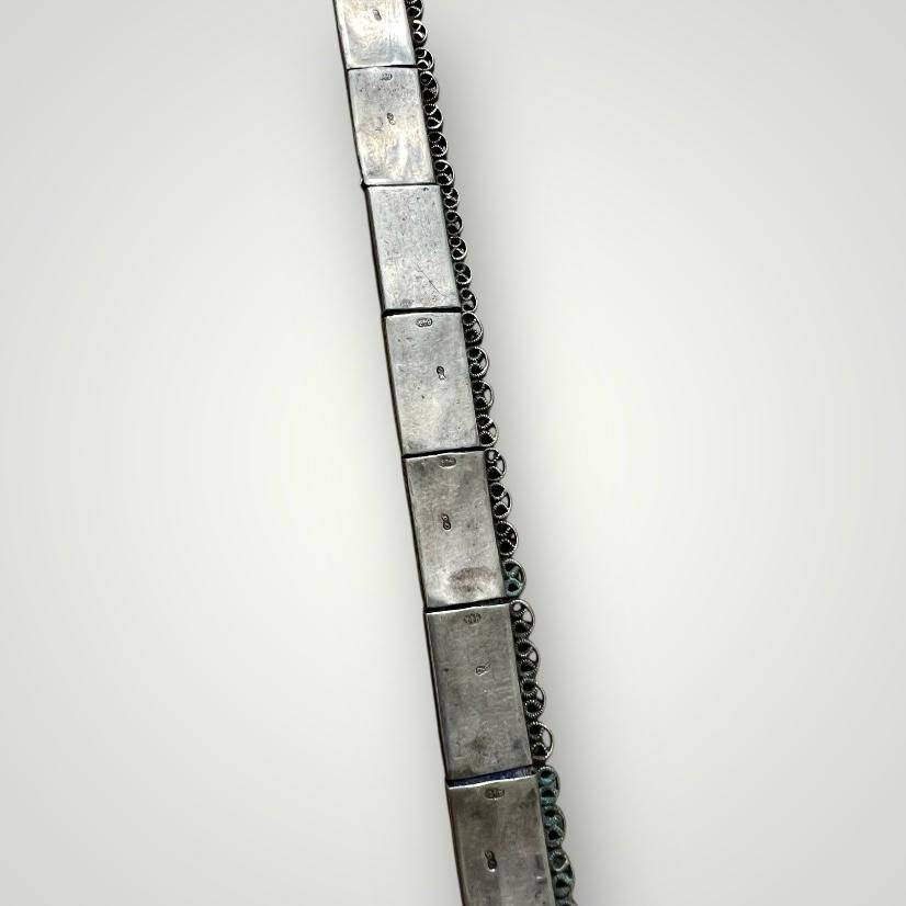 Gümüş Savatlı Damgalı Antika Çerkez Kemeri AOB5148 - 6