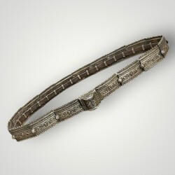 Gümüş Savatlı Damgalı Antika Çerkez Kemeri AOB5150 - Gökçekoleksiyon