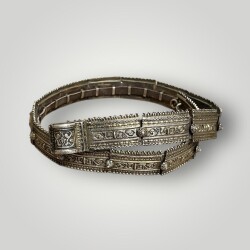 Gümüş Savatlı Damgalı Antika Çerkez Kemeri AOB5150 - 4