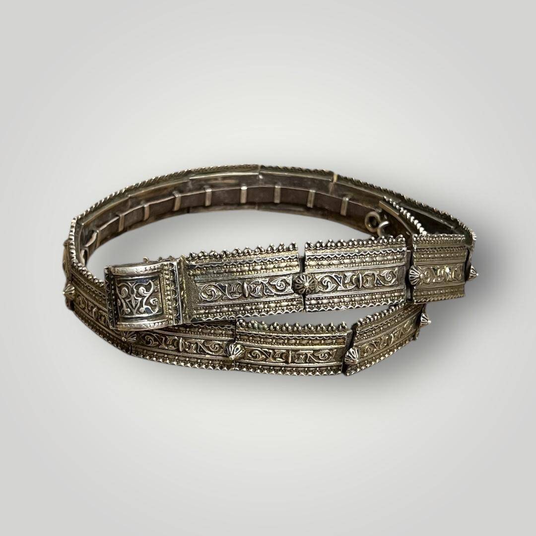 Gümüş Savatlı Damgalı Antika Çerkez Kemeri AOB5150 - 4