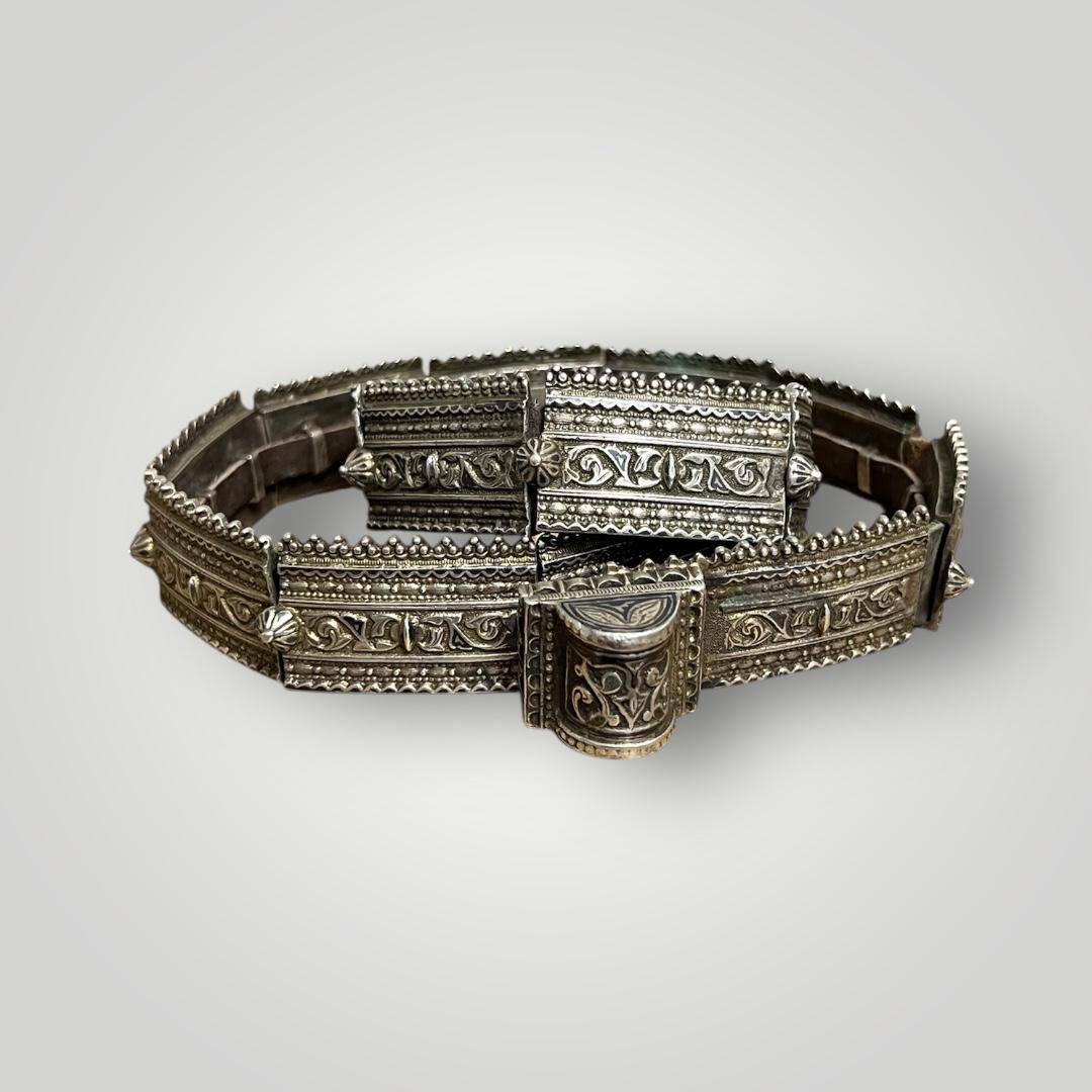 Gümüş Savatlı Damgalı Antika Çerkez Kemeri AOB5150 - 3