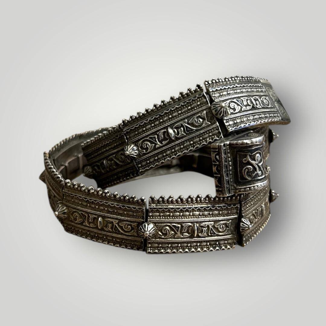 Gümüş Savatlı Damgalı Antika Çerkez Kemeri AOB5150 - 2