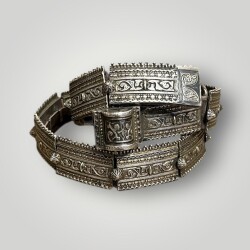 Gümüş Savatlı Damgalı Antika Çerkez Kemeri AOB5150 - 6