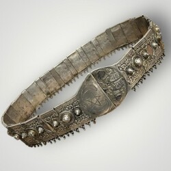 Gümüş Savatlı Damgalı Antika Çerkez Kemeri AOB5151 - Gökçekoleksiyon