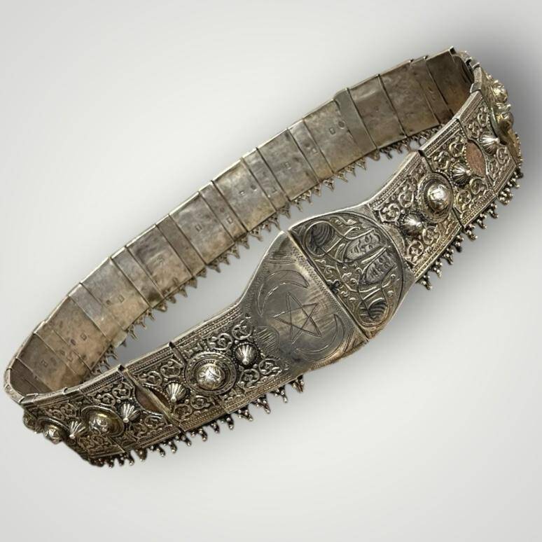 Gümüş Savatlı Damgalı Antika Çerkez Kemeri AOB5151 - 1