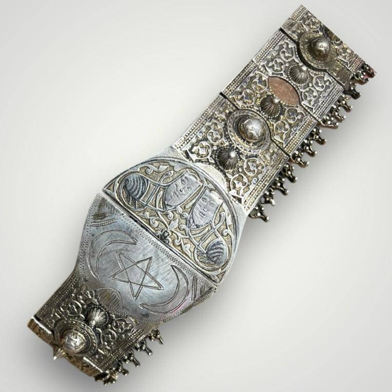 Gümüş Savatlı Damgalı Antika Çerkez Kemeri AOB5151 - 4