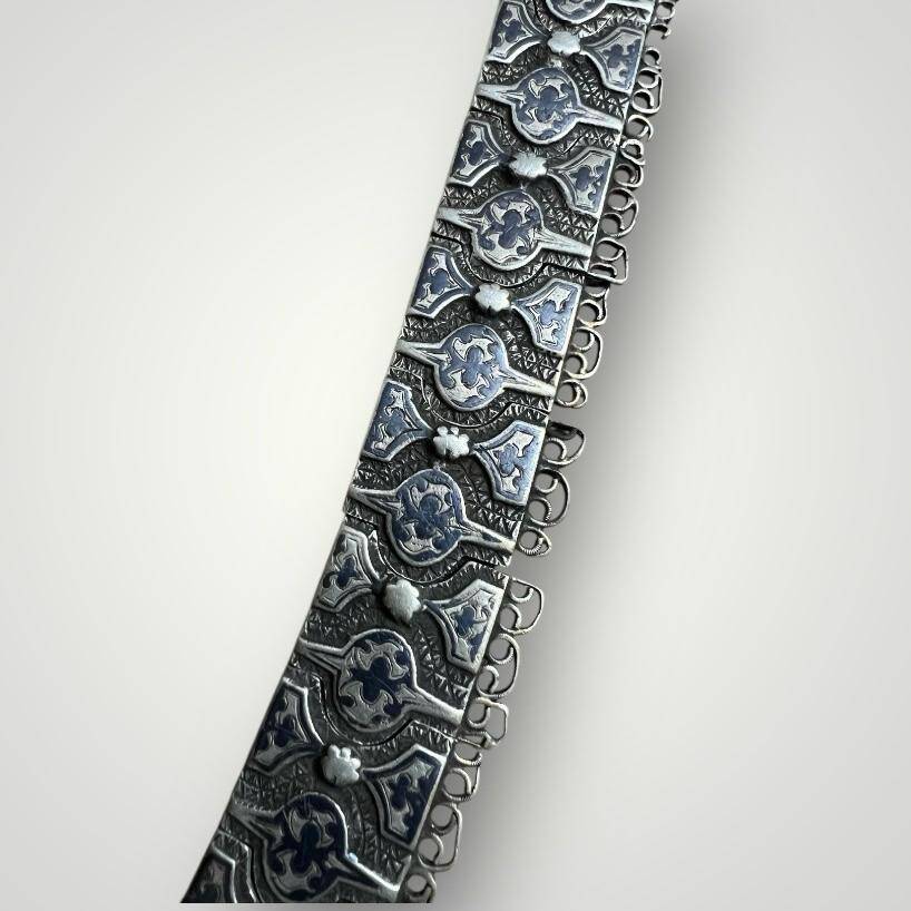 Gümüş Savatlı Damgalı Antika Çerkez Kemeri AOB5152 - 3