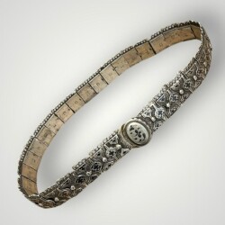 Gümüş Savatlı Damgalı Antika Çerkez Kemeri AOB5152 - Gökçekoleksiyon