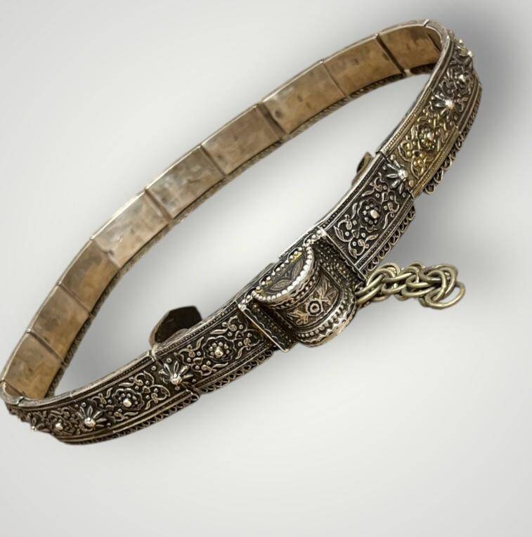 Gümüş Savatlı Damgalı Antika Çerkez Kemeri AOB6019 - 1