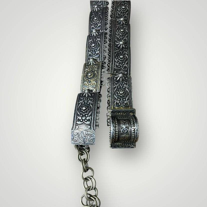 Gümüş Savatlı Damgalı Antika Çerkez Kemeri AOB6019 - 6