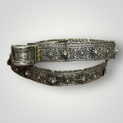 Gümüş Savatlı Damgalı Antika Çerkez Kemeri AOB6019 - 4