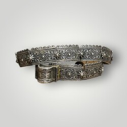 Gümüş Savatlı Damgalı Antika Çerkez Kemeri AOB6019 - 2