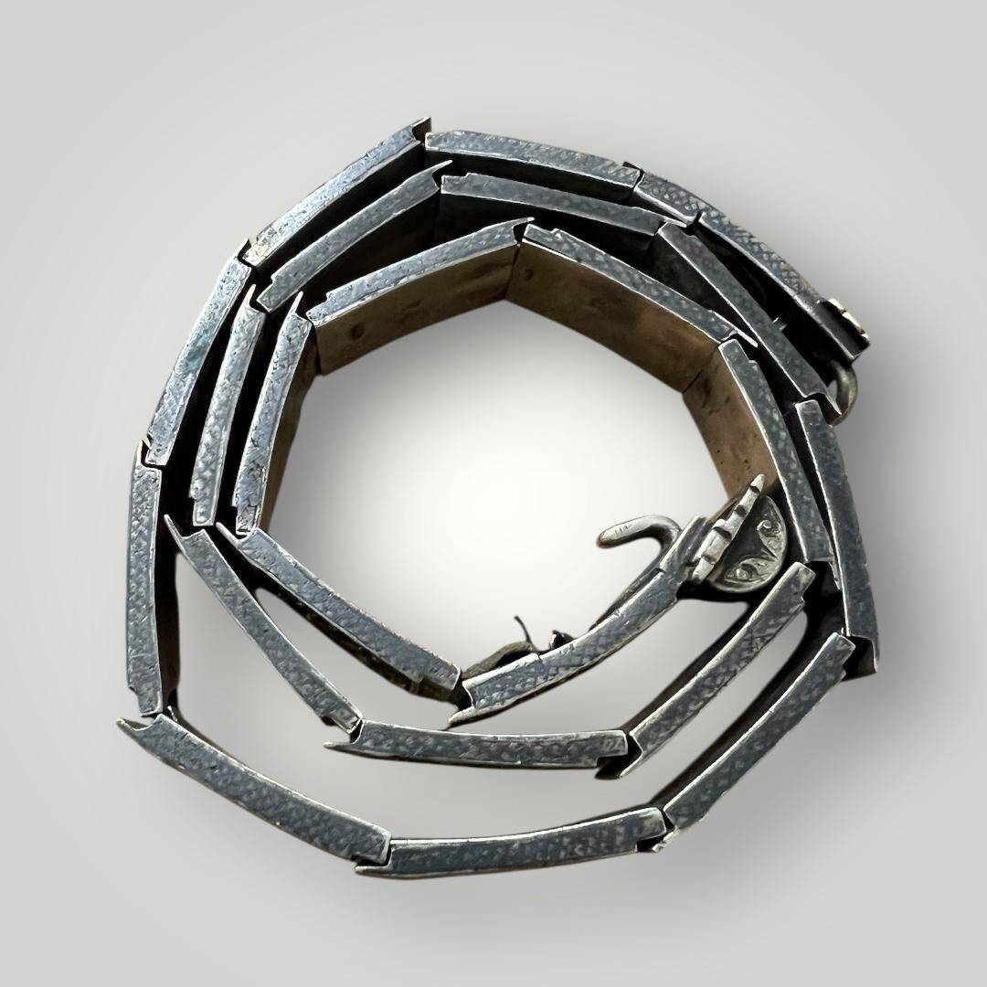 Gümüş Savatlı Damgalı Antika Çerkez Kemeri AOB6020 - 8