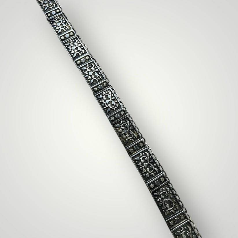 Gümüş Savatlı Damgalı Antika Çerkez Kemeri AOB6020 - 5