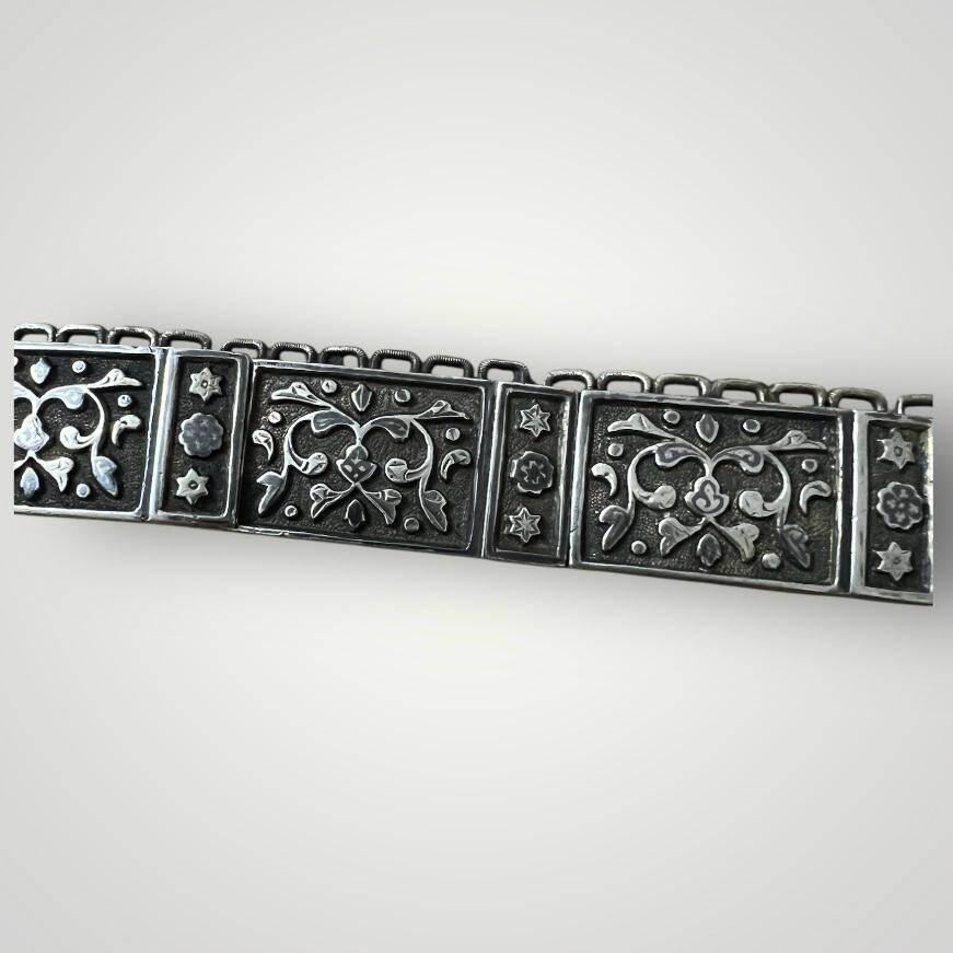 Gümüş Savatlı Damgalı Antika Çerkez Kemeri AOB6020 - 4