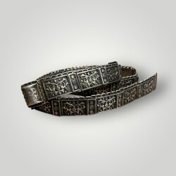 Gümüş Savatlı Damgalı Antika Çerkez Kemeri AOB6020 - 3