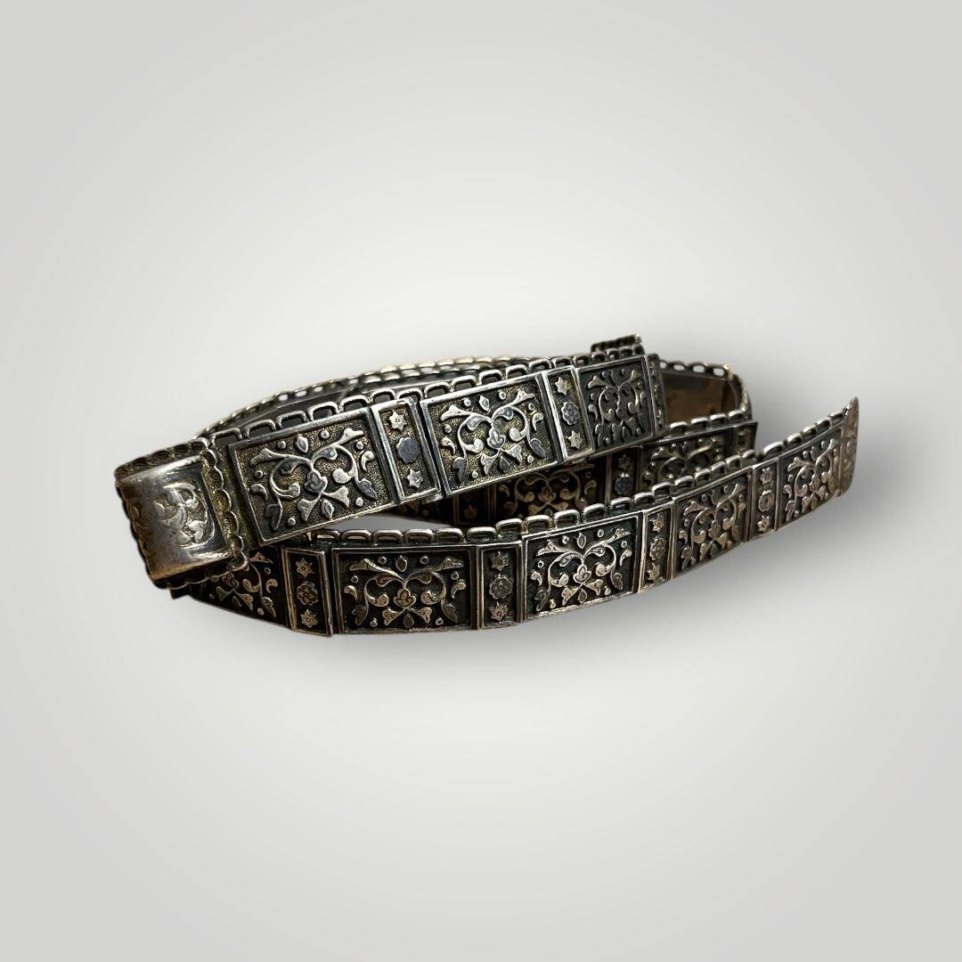 Gümüş Savatlı Damgalı Antika Çerkez Kemeri AOB6020 - 3