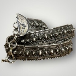 Gümüş Savatlı Damgalı Antika Çerkez Kemeri AOB6021 - 5