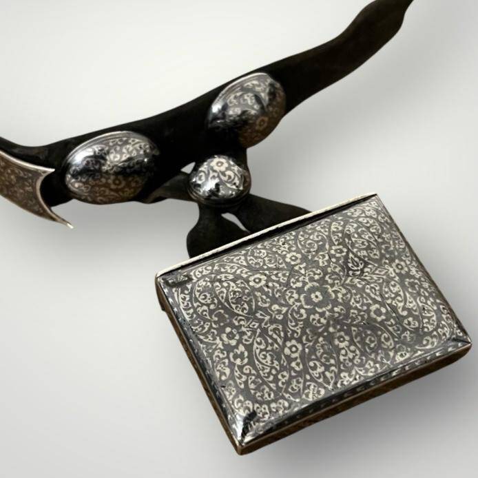 Gümüş Savatlı Damgalı Antika Çerkez Kemeri AOB5087 - 1