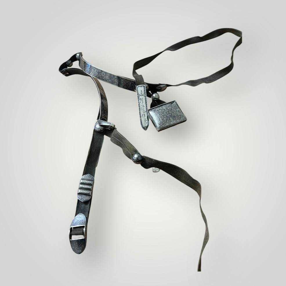 Gümüş Savatlı Damgalı Antika Çerkez Kemeri AOB5087 - 6