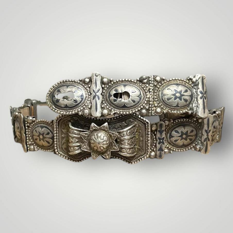 Antika Savat İşçilikli Damgalı Gümüş Kemer – Çok Yüksek Gramaj Nadir Parça AOB6017 - 2