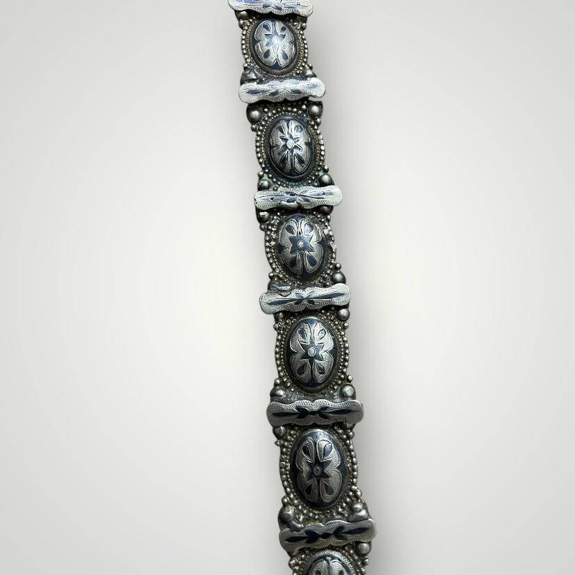 Antika Savat İşçilikli Damgalı Gümüş Kemer – Çok Yüksek Gramaj Nadir Parça AOB6017 - 3