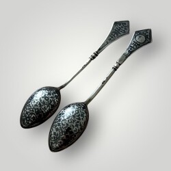 Gümüş Savatlı Damgalı Çay - Kahve Kaşığı 2 Adet AOB6032 - 5