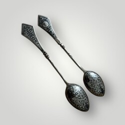 Gümüş Savatlı Damgalı Çay - Kahve Kaşığı 2 Adet AOB6032 - 3