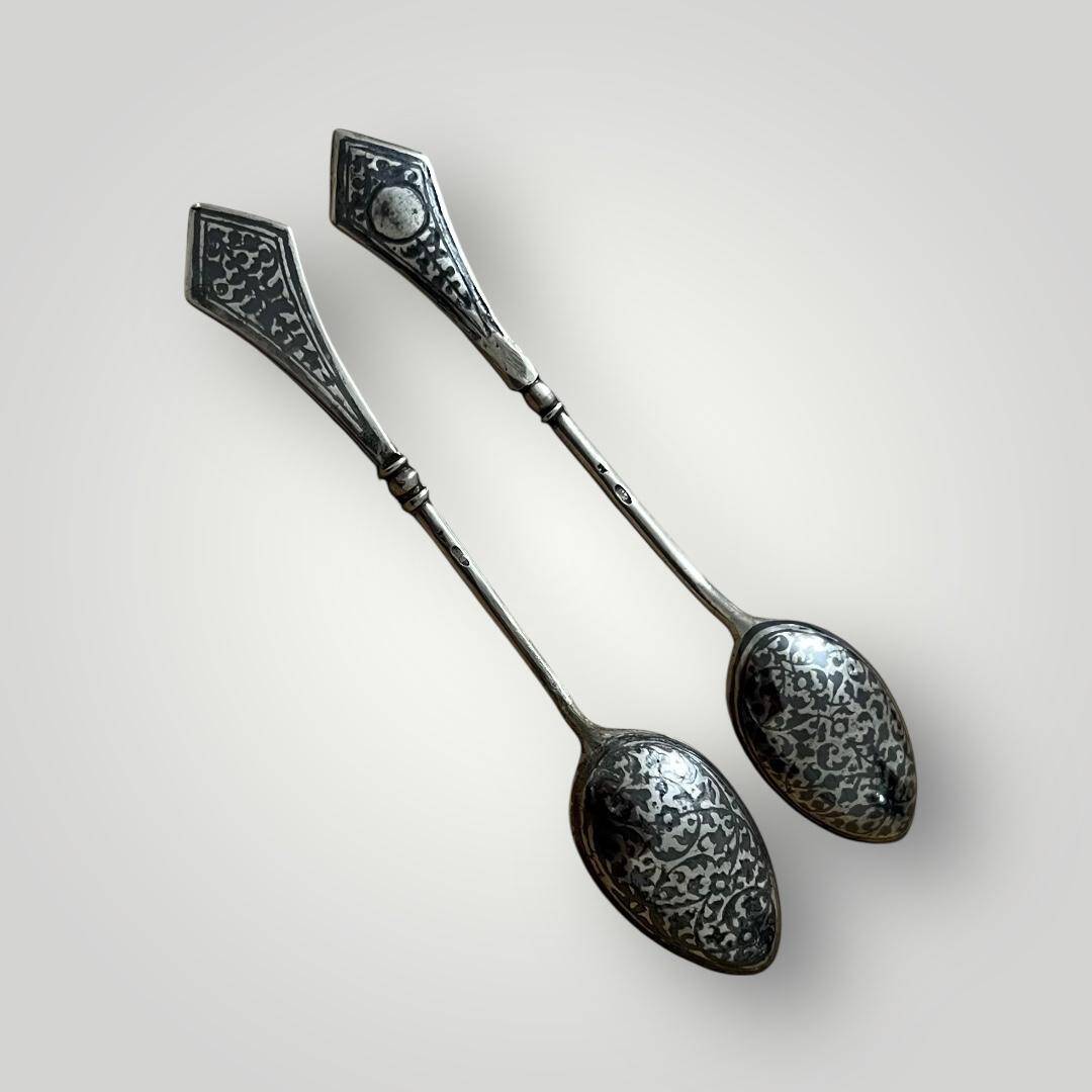 Gümüş Savatlı Damgalı Çay - Kahve Kaşığı 2 Adet AOB6032 - 3