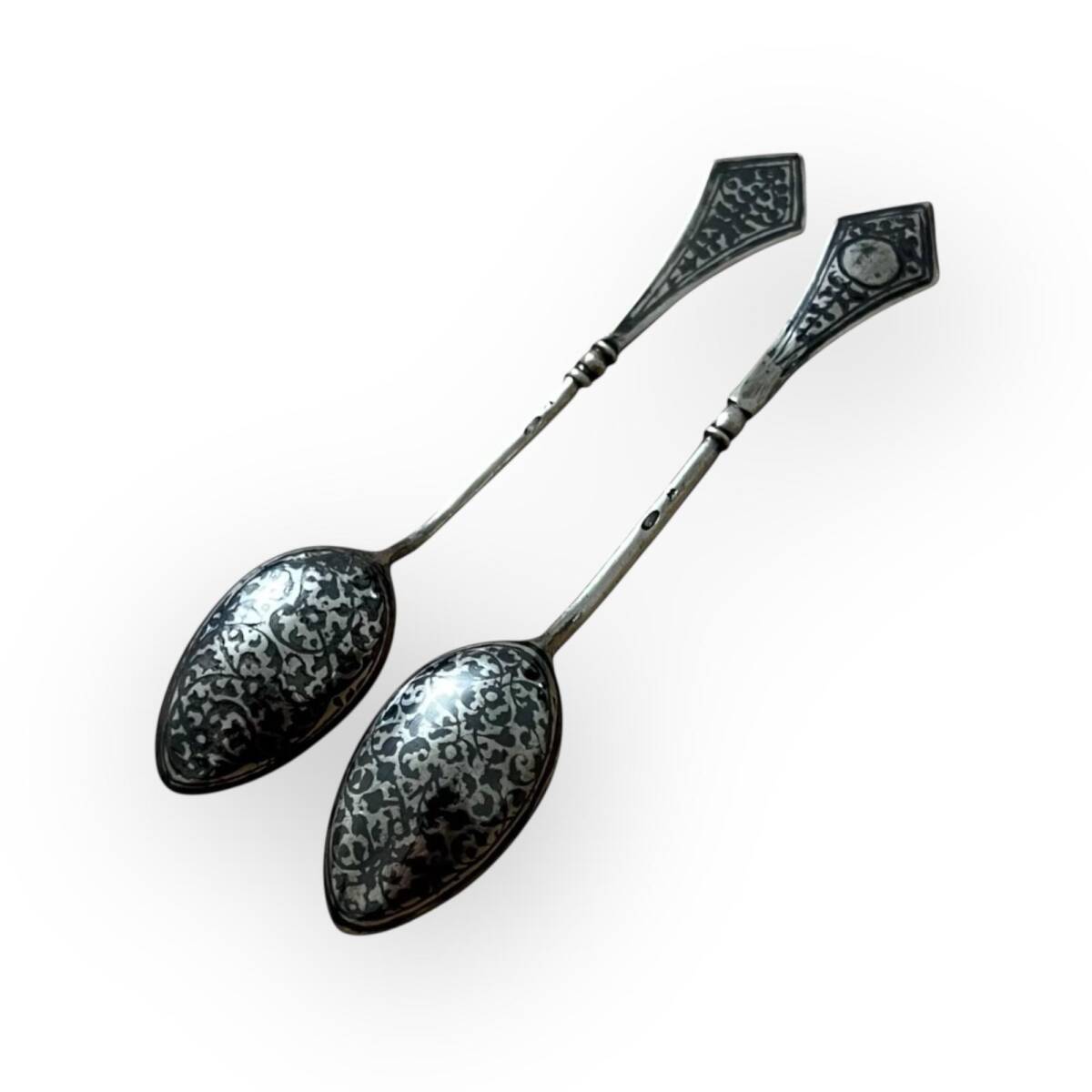 Gümüş Savatlı Damgalı Çay - Kahve Kaşığı 2 Adet AOB6032 - 1