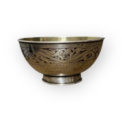 Gümüş Savatlı Damgalı Ermenice Yazılı Kase AOB6024 - Gökçekoleksiyon