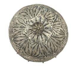 Gümüş Telkari İşlemeli Şekerlik – 216.98gr | Maşalı Nadir Koleksiyonluk Büyük Boy AOB870 - 2